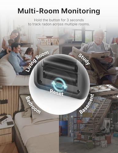 X-Sense Radon Detector for Basement, Zero Lab Fees, XR0A-SR, Black - color: Black