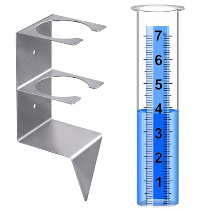 Rain Gauge Outdoor, 7" Capacity Large Rain Gauge Outdoors (Silver) - color: silver