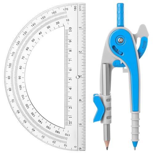 Eboot Student Geometry Math Set, Drawing Compass and 6 in, Blue - color: Blue