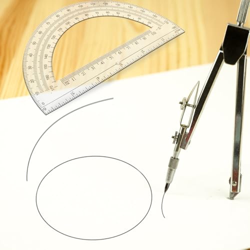 Students Geometry Math Set, Drawing Compass and 6 Inch Protractor - color: 1-transparent