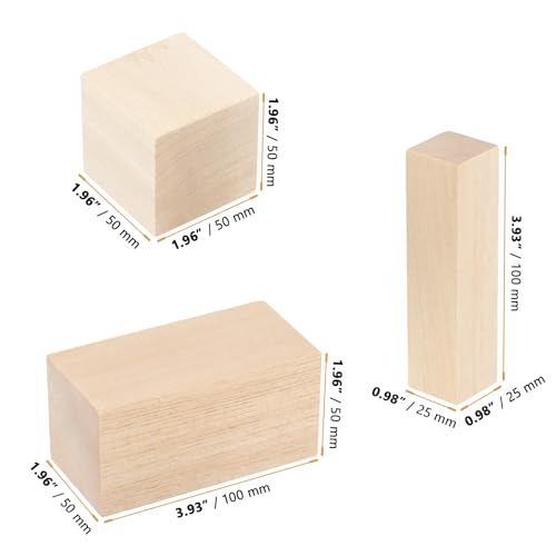 40 PCS Basswood Carving Blocks, 3 Different Sizes Natural Whittling Wood Blocks, Unfinished Basswood Kit for Beginners Carving, DIY Crafts and Whittling