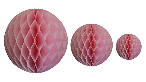 Pink Honeycomb Balls, Set of 3 (12 inch, 8 inch, 5 inch) - color: Pink