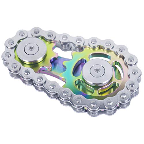 Fidget Spinner, Sprocket Linkage Bike Chain Spinner Design 2 Gears Figity Spin Finger Games, Metal Stainless Steel Durable Mechanics, Premium Figit Toy - Colorful - color: Colorful