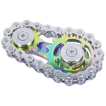 Fidget Spinner, Sprocket Linkage Bike Chain Spinner Design 2 Gears Figity Spin Finger Games, Metal Stainless Steel Durable Mechanics, Premium Figit Toy - Colorful - color: Colorful