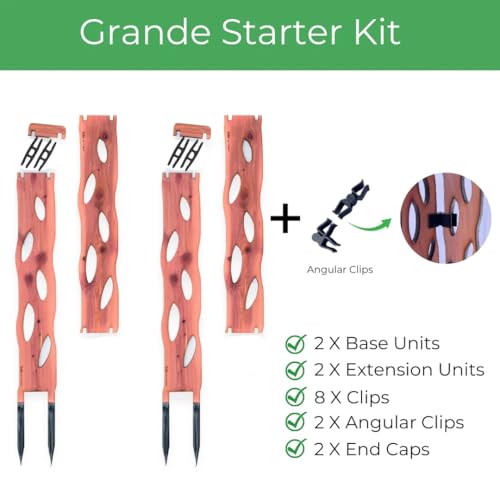 Treleaf Zella Grande Starter Kit – Wooden Extendable Plant Trellis for Indoor Climbing Houseplants – Modular Plant Support with 2 Bases + 2 Extensions - Moss Pole Alternative - size: Grande Kit