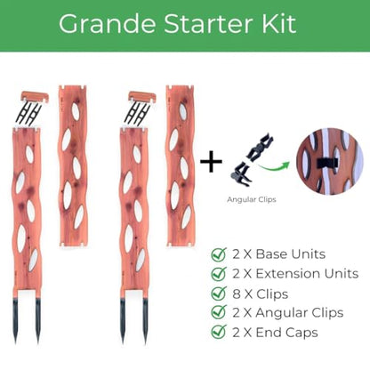 Treleaf Zella Grande Starter Kit – Wooden Extendable Plant Trellis for Indoor Climbing Houseplants – Modular Plant Support with 2 Bases + 2 Extensions - Moss Pole Alternative - size: Grande Kit