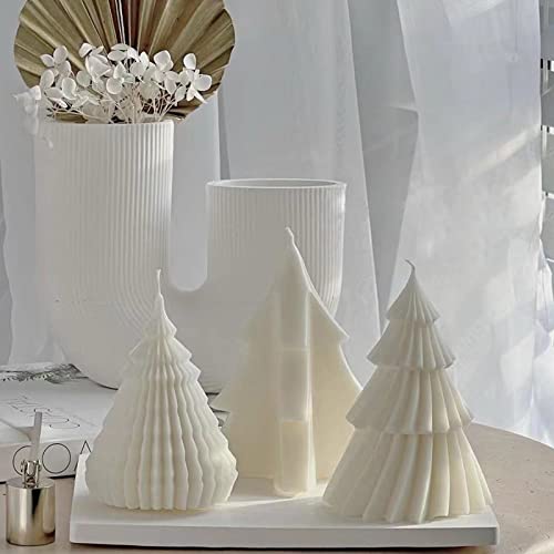 Large Christmas Tree Silicone Candle Mold, DIY 3D Spiral Cone Shape Mold,Folding Cone Christmas Tree for Candle Making, 3D Geometric Spinning Pillar Molds for Christmas Ornament(6.7") - color: Christmas Tree 6.7"