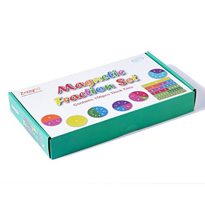 ZazzyKid Magnetic Fraction Tiles & Circles, 156pcs, 12 Color Coded, Fraction Manipulatives (Pack of 3) - size: Medium (Pack of 3)