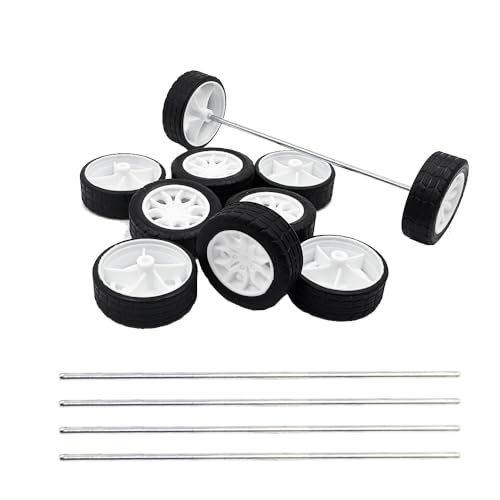 10PCS Toy Car Wheels 30mm Rubber Tire with 5PCS Shaft Round Axles for for DIY Model Toy RC Car Accessories (2X30MM) - style: 2X30MM