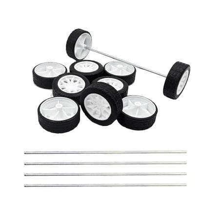 10PCS Toy Car Wheels 30mm Rubber Tire with 5PCS Shaft Round Axles for for DIY Model Toy RC Car Accessories (2X30MM) - style: 2X30MM