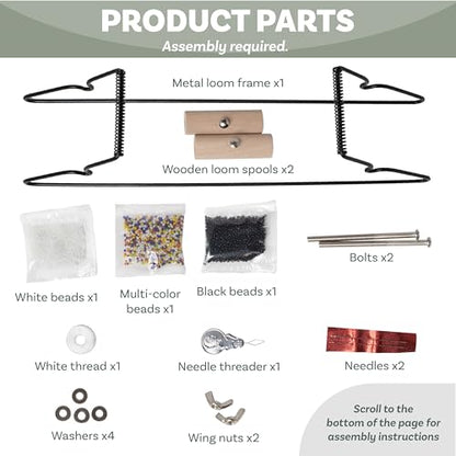 The Beadsmith Metal Bead Loom Kit, Includes Loom (12.5" x 2.5" x 3"), Thread, Needles, and 18 Grams Glass Beads for Bracelets, Necklaces, Belts, and More - size: 12.5" x 2.5" x 3"