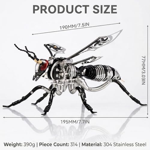 3D Metal Puzzles for Adults, Mechanical Bee Insect Model Kit - color: Bee-black