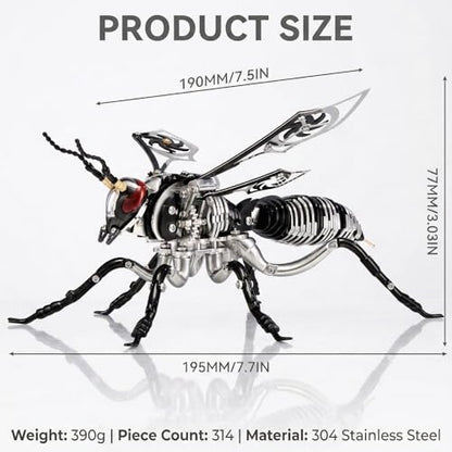 3D Metal Puzzles for Adults, Mechanical Bee Insect Model Kit - color: Bee-black