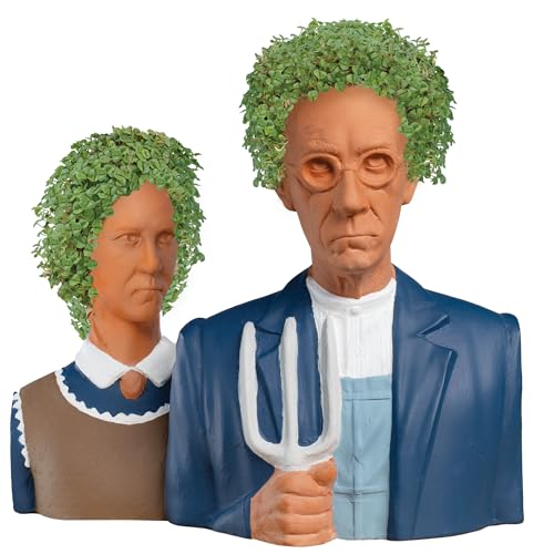 Chia Pet American Gothic Terracotta Planter with Seed Pack - style: American Gothic