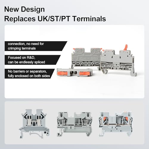 50Pcs KV2.5 Terminal Blocks, 28-12 AWG - color: Grey, size: 50 Pcs