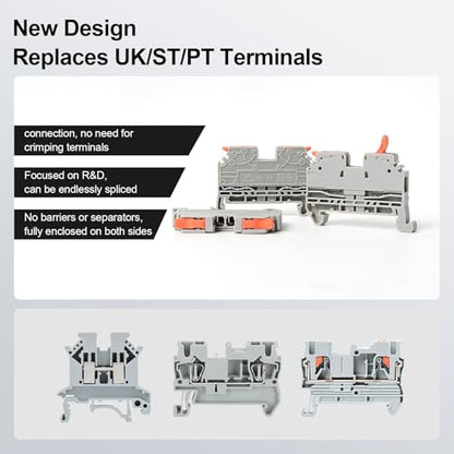 50Pcs KV2.5 Terminal Blocks, 28-12 AWG - color: Grey, size: 50 Pcs