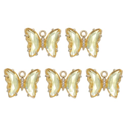 uxcell Crystal Gold Plated Butterfly Charm, Brass Zircon Charm Pendant - color: Gold, size: 19x15mm