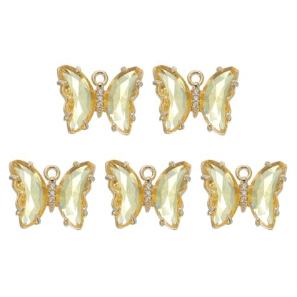 uxcell Crystal Gold Plated Butterfly Charm, Brass Zircon Charm Pendant - color: Gold, size: 19x15mm