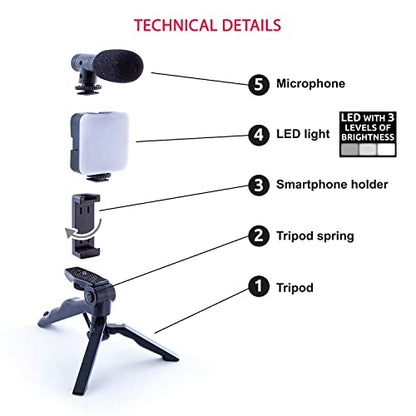 Canal Toys New Studio Creator Podcast & Vlogging Kit – Record Your own podcasts and Vlogs Like Your Favorite influencers! Fold-up Tripod, LED Light & Microphone. Ages 8+ - style: Podcast & Vlogging Kit