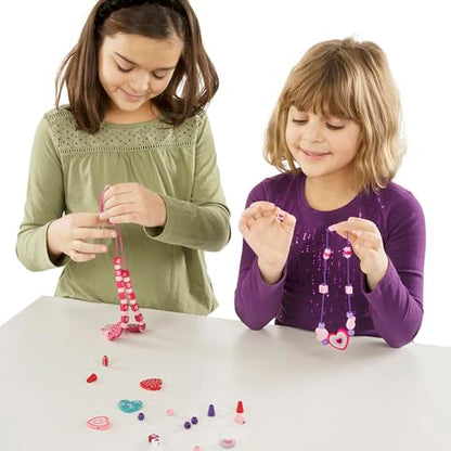 Melissa & Doug Created by Me! Heart Beads Wooden Bead Kit, 120+ Beads and 5 Cords for Jewelry-Making - size: 1 Count, style: Hearts