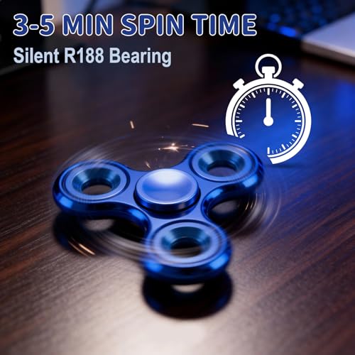 Fidget Toys Adults,Electroplated Metal Fidget Spinner Stress Reducer,High Speed 3-5 Min Quite Spins,Fidgets for Adults & Teens & Kids Age 6+(Blue) - color: Blue