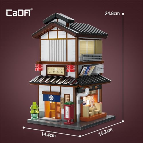 CaDA Master C66019W Japanese Style Yakitori Izakaya House Building Set,City Street Brick Kit with Lights, 1195PCS Modular House Idea Collect Gift for Adults - color: C66019w