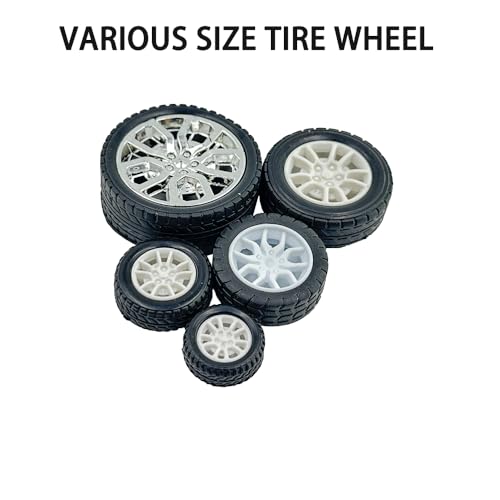 8PCS Toy Car Wheel RC Car Rubber Tire Wheel with Metal Shaft Axles for RC Car Truck Robot DIY Model Car Building Parts (2x32mm) - style: 2x32mm