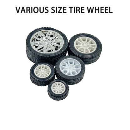 8PCS Toy Car Wheel RC Car Rubber Tire Wheel with Metal Shaft Axles for RC Car Truck Robot DIY Model Car Building Parts (2x32mm) - style: 2x32mm