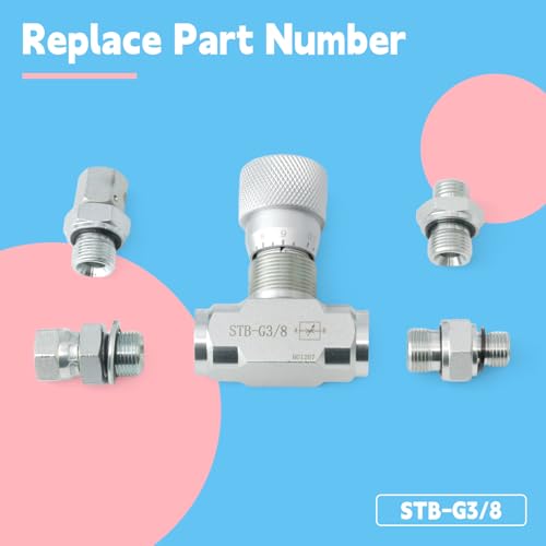 STB-G3/8 Hydraulic Flow Control Valve Compatible with Mini Excavator, 3/8" L08 M14 Connection Silver Replacement Parts 5 Pcs