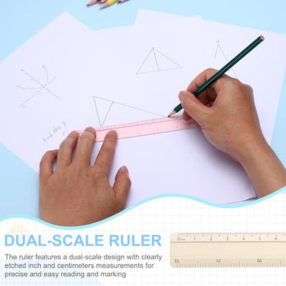 PATIKIL Metal Ruler 12 Inch/30cm, 2 Pcs Aluminum Straight Edge Ruler, Dual Scale Measuring Tool with Inch/Centimeter Scales & Hole for Math Office Drawing Engineering Home, Yellow - color: Yellow