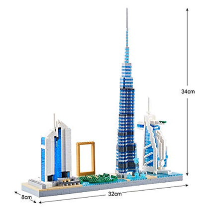 Architecture Dubai Skyline Collectible Model Building Kit Micro Blocks Sets for Adults Present Model Kit 2545 Pieces