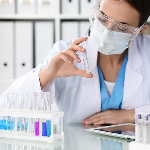 Xuhal 200 Pack Plastic Test Tubes 12 x 100mm 12 ml Lab Tubes Test for Scientific Themed Birthday Party Supplies (White Color) - color: White Color