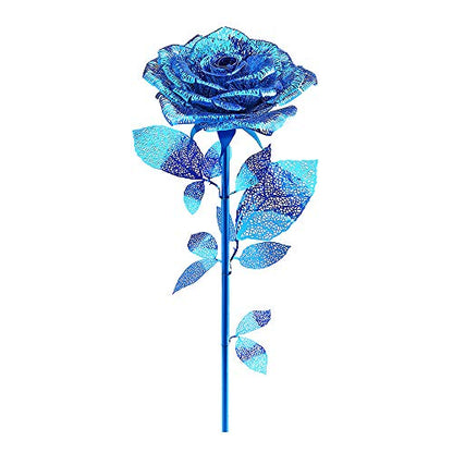 Piececool 3D Metal Puzzles Rose Flower Model Kits, Artificial Fake Flowers Metal Building Blocks DIY 3D Puzzle for Adults, for Father Mothers Valentines Day, 15Pcs - color: Blue