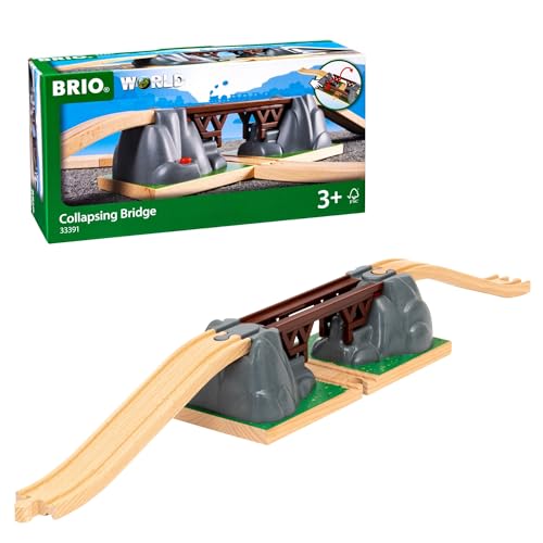 BRIO World Collapsing Bridge for Wooden Train Set - 3-Piece Accessory - FSC-Certified - Compatible with BRIO Railway and Train Track Sets - Encourages Fun Creativity - Kids Ages 3 & Up