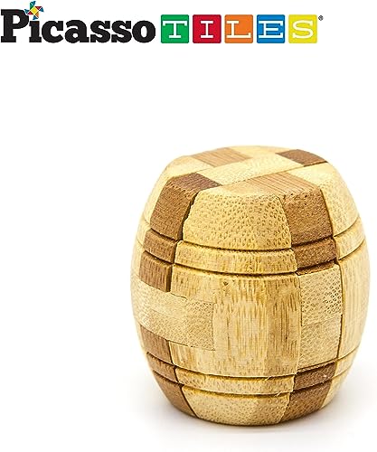 PicassoTiles 8 Styles Interlocking Sensory Toys Wooden Burr Cube, Ball and Barrels Logic Skill Genius Puzzle Brain Teaser Games & Intellectual 3D Assembling Educational Toy Set for Kids & Adults PTP08 - color: 8 Styles Wooden Burr Cube