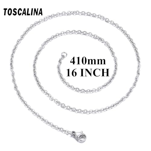 30 Pack 16 Inch Necklace Chain Stainless Steel Link Cable Chain Necklace with Lobster Clasps for DIY Jewelry Making - size: 16 Inches