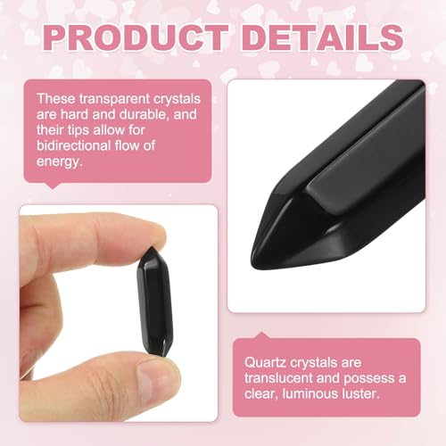 MECCANIXITY 10 Pack Black Quartz Crystals, Polished Crystals Bulk Hexagonal Shaped Meditation Gemstone for Jewelry Making Energy Balance Accessories Gifts - color: Black Quartz