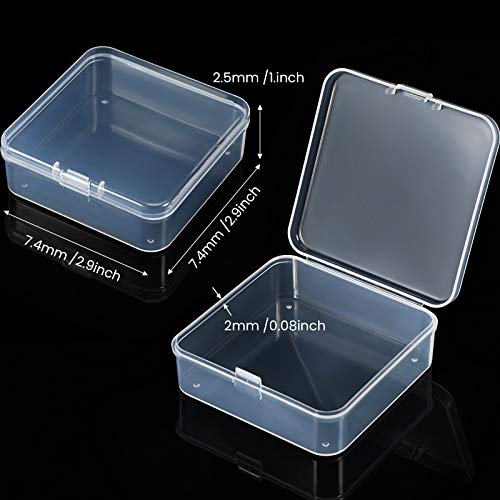 SATINIOR 48 Packs Clear Small Plastic Containers Transparent Storage Box with Hinged Lid for Small Items Crafts Jewelry (2.9 x 2.9 x 1 Inches) - size: 2.9 x 2.9 x 1 in