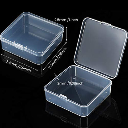 SATINIOR 48 Packs Clear Small Plastic Containers Transparent Storage Box with Hinged Lid for Small Items Crafts Jewelry (2.9 x 2.9 x 1 Inches) - size: 2.9 x 2.9 x 1 in