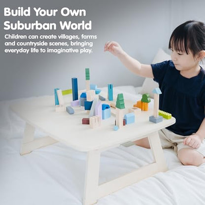 PlanToys® Urban City Blocks Wooden Montessori 45-Piece Construction Kids