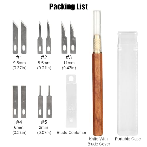 TOOLCOOL Precision Craft Knife Exacto Knife Hobby Knife Set Wooden Handle With 10 Pcs SK5 Steel Blades And Blade Cover For Carving Modeling Scrapbooking Stencil And Art Projects