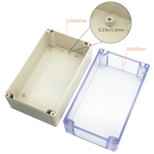 LeMotech ABS Plastic Junction Box Dustproof Waterproof IP65 Electrical Enclosure Box Universal Project Enclosure Grey with PC Transparent Clear Cover 7.9 x 4.7 x 4.4 inch(200 x120 x113 mm) - size: 7.9"x4.7"x4.4"