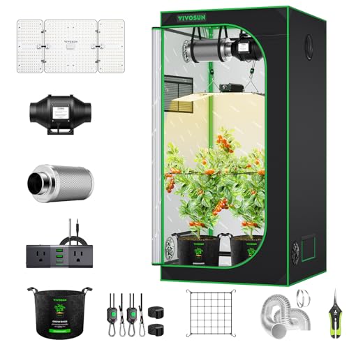 VIVOSUN 3x3 Grow Tent Kit 200W LED Light A22 WiFi Control Grow System - size: 36"x36"x72"