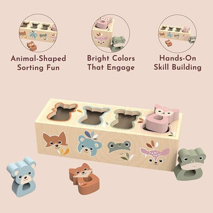 SPEEDY MONKEY Wooden Animal Shape Box | Kids Shape Sorter Toy Pretend Play - color: Shape Box