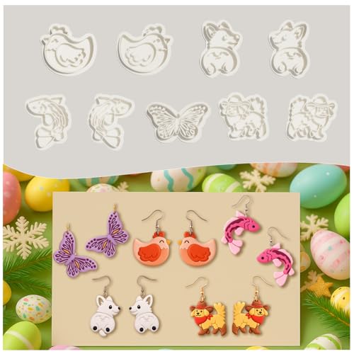 9pcs Farm Theme Polymer Clay Cutters，Animal Polymer Clay Jewelry - color: Farm Theme Polymer Clay Cutters