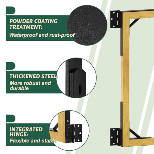 2 Set Gate Frame Fence Kit with Gate Latch,Heavy Duty Anti Sag Gate Kit, Gate Corner Brace Bracket Hardware for Wooden Privacy Fence Gate Garden Wooden Driveway Gates, Shed Doors, Corral