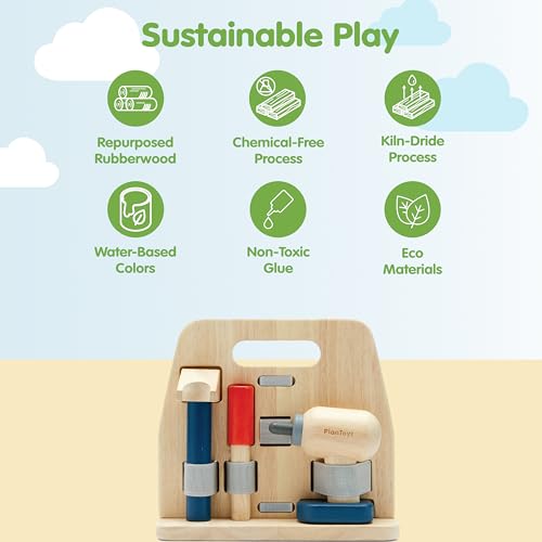 PlanToys® Wooden Handy Carpenter Set Montessori Practical Life Kids Play - color: Carpenter