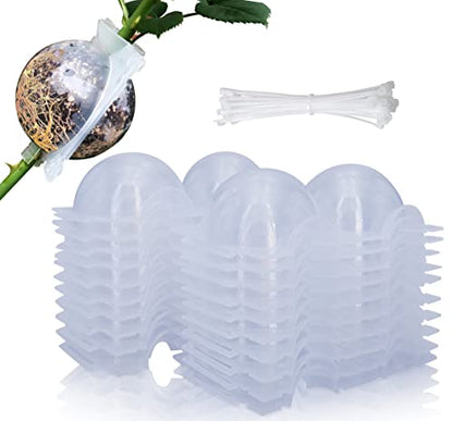 MIIIM 20 PCS Air Layering Propagation Kit with Zip Ties, Reusable Grafting Ball, Clear Air Layering Pods, Rooting Ball for Fast Propagation (Small) - size: Small