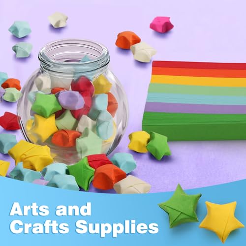 FoDau770 Solid Color Star Paper Strips - 1080 Sheet, 7 Colors - color: Solid Tropical Multicolor