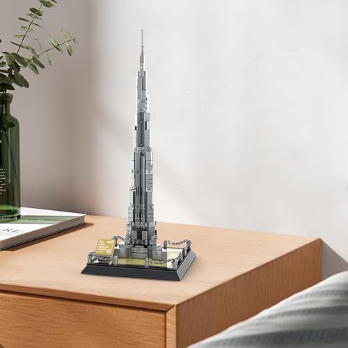 Burj Khalifa Tower Dubai Building Blocks Set – 555 Pieces Advanced Architecture Model Kit, Collectible Architecture Souvenir, for Adults & Kids